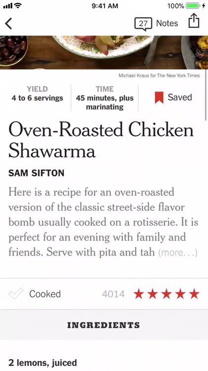 nyt cooking app