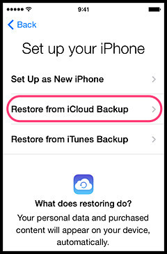 restore from icloud backup new phone