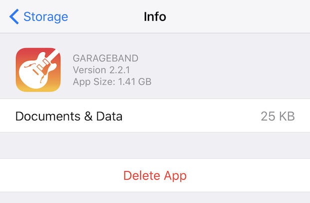 Back at Settings &gt; General &gt; Storage &amp; iCloud Usage, tap on Manage Storage in the top half of the screen again. Scroll through the apps and see which ones you haven’t used in a while. Some of these could be pretty hefty, but you can tap on each one and then tap Delete App to free up the space
